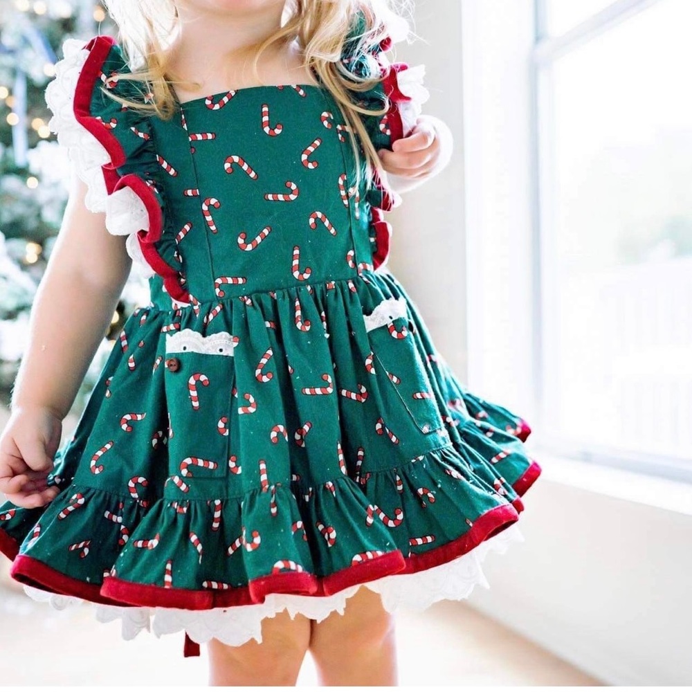 Love + Grow Peppermint Candy Pinafore Girl’s Dress Size 6Y EUC - Picture 3 of 3